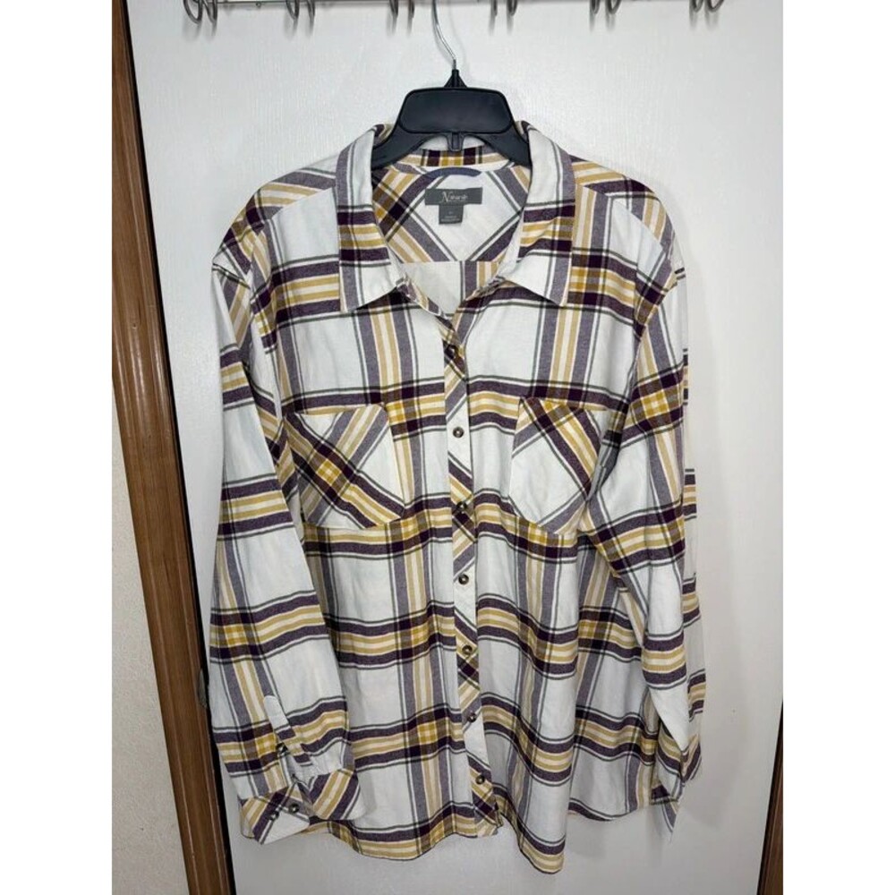 Flannel shirt Naturals brand Women’s 3X shacket 100%cotton Fall cozy midweight